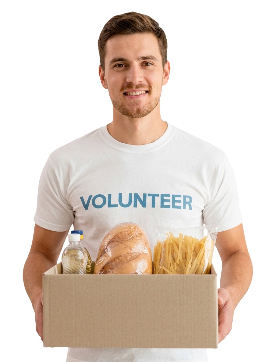 Volunteer with Food Donation Box